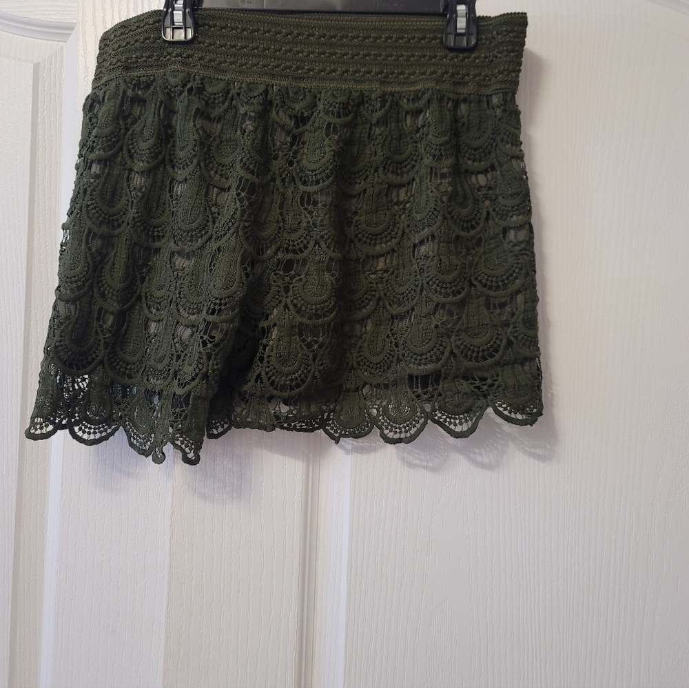Olive Green Lace Short